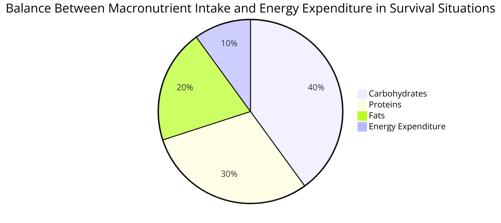 the balance between macronutrient intake and energy expenditure in survival situations